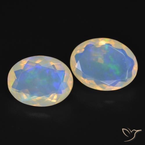 3.16 ctw White Opal Stones, Natural Opal in Oval Facet Shape for Sale