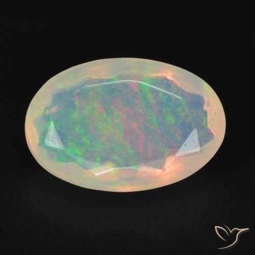 1.96ct Natural Multicolor White Opal, Oval, Transparent