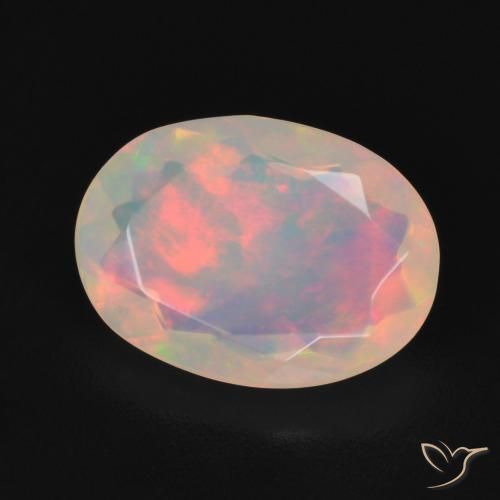1.63 ct White Opal Stone, Natural Opal in Oval Facet Shape for Sale