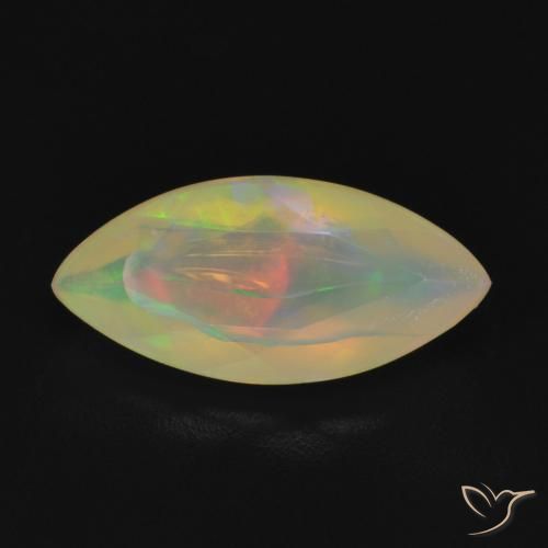 0.93ct Natural Multicolor White Opal, Marquise, Transparent