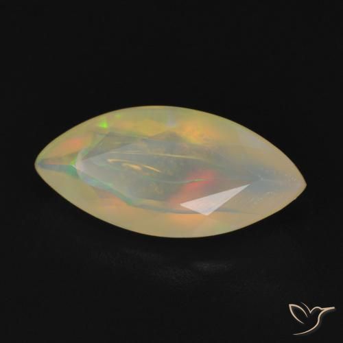 0.93 ct White Opal Stone, Natural Opal in Marquise Facet Shape for Sale