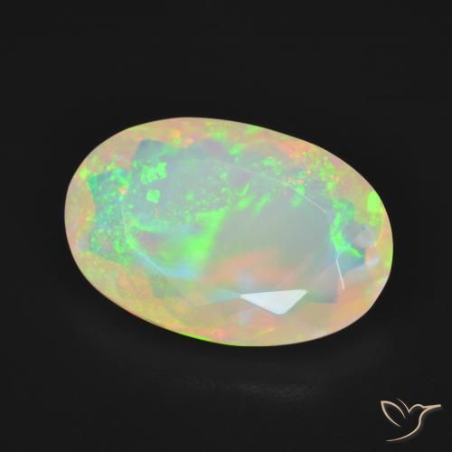 3.84 ct Multicolor Opal Stone, Natural Opal in Oval Facet Shape for Sale