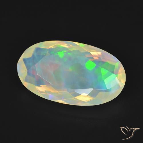 3.51 ct Multicolor Opal Stone, Natural Opal in Oval Facet Shape for Sale