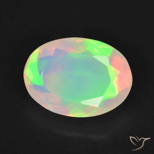 3.83 ct Multicolor Opal Stone, Natural Opal in Oval Facet Shape for Sale