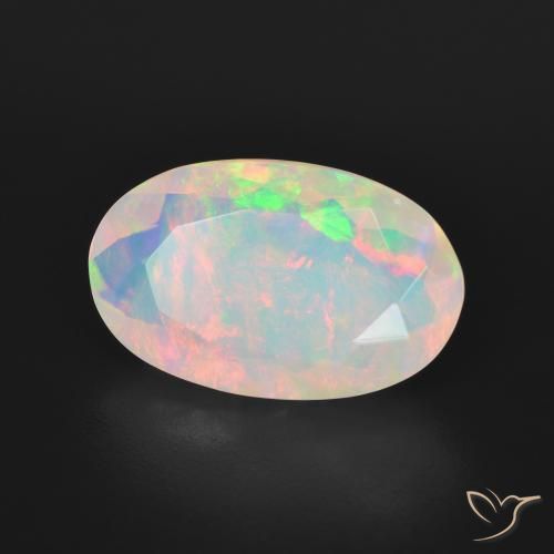 3.57 ct Multicolor Opal Stone, Natural Opal in Oval Facet Shape for Sale