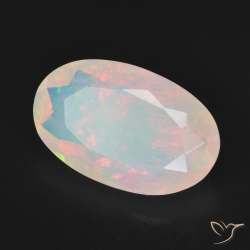 4.25 ct Multicolor Opal Stone, Natural Opal in Oval Facet Shape for Sale