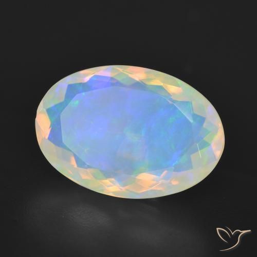 5.13 ct Multicolor Opal Stone, Natural Opal in Oval Facet Shape for Sale