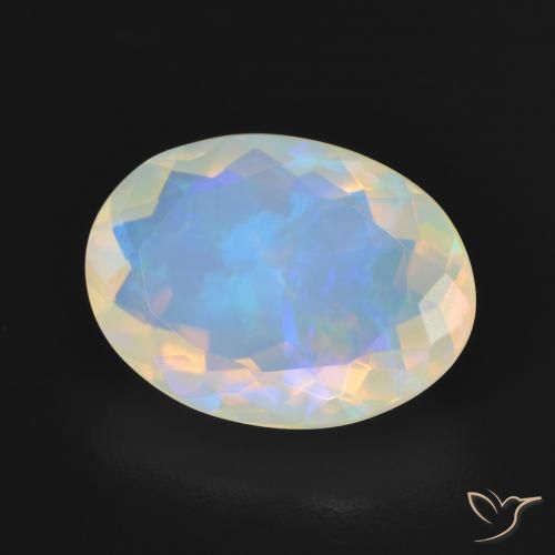 3.54 ct Multicolor Opal Stone, Natural Opal in Oval Facet Shape for Sale