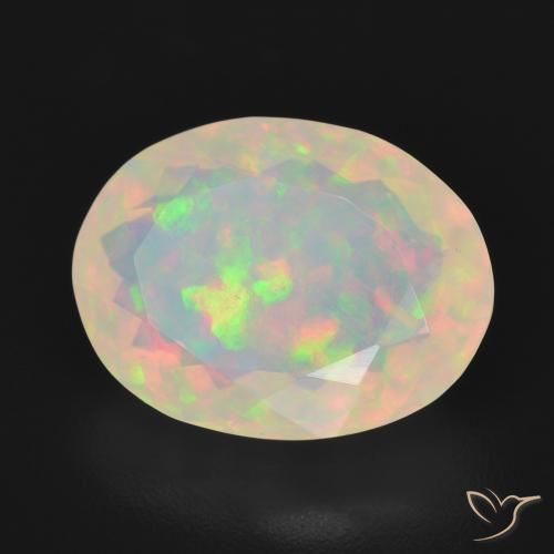 3.52 ct Multicolor Opal Stone, Natural Opal in Oval Facet Shape for Sale
