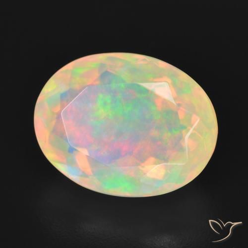 4.25 ct Multicolor Opal Stone, Natural Opal in Oval Facet Shape for Sale
