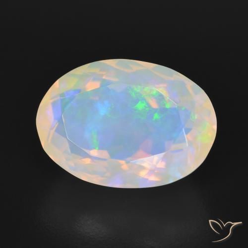 4.14 ct Multicolor Opal Stone, Natural Opal in Oval Facet Shape for Sale