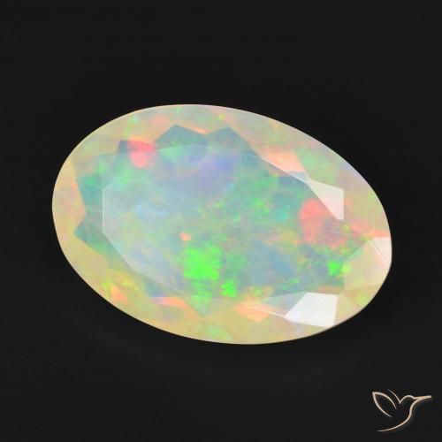 3.93 ct Multicolor Opal Stone, Natural Opal in Oval Facet Shape for Sale