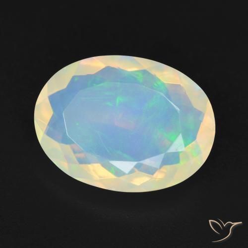 3.89 ct Multicolor Opal Stone, Natural Opal in Oval Facet Shape for Sale
