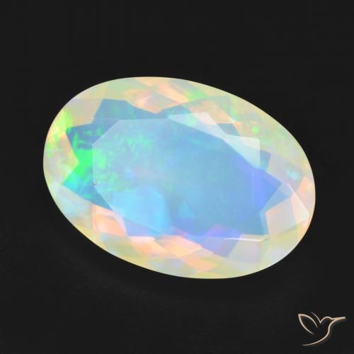 4.44 ct Multicolor Opal Stone, Natural Opal in Oval Facet Shape for Sale