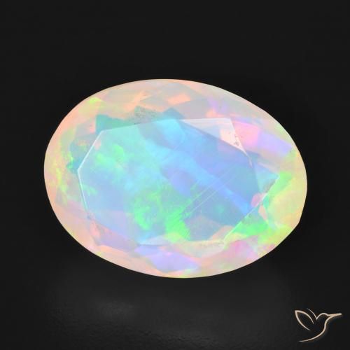4.19 ct Multicolor Opal Stone, Natural Opal in Oval Facet Shape for Sale