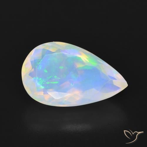 3.03 ct Multicolor Opal Stone, Natural Opal in Pear Facet Shape for Sale