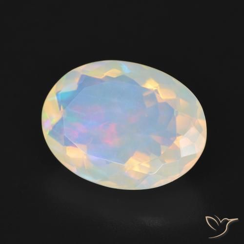 3.67 ct Multicolor Opal Stone, Natural Opal in Oval Facet Shape for Sale