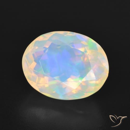 3.90 ct Multicolor Opal Stone, Natural Opal in Oval Facet Shape for Sale