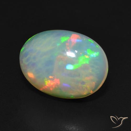 3.23 ct Multicolor Opal Stone, Natural Opal in Oval Cabochon Shape for Sale