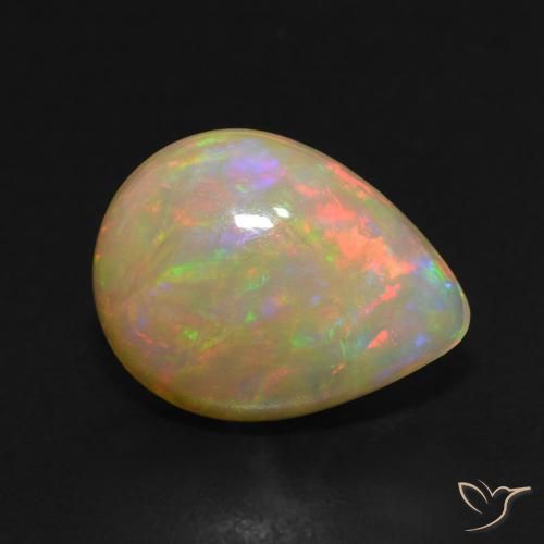 2.84 ct Multicolor Opal Stone, Natural Opal in Pear Cabochon Shape for Sale