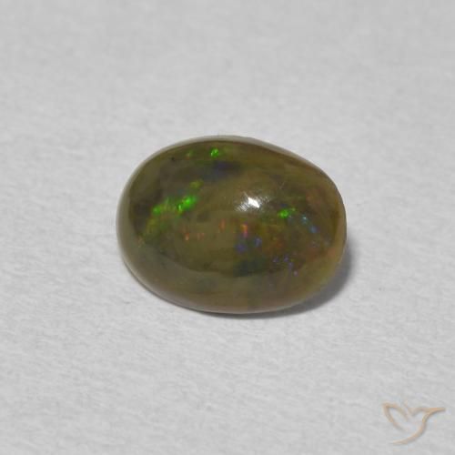 0.56 ct Multicolor Opal Stone, Natural Opal in Oval Cabochon Shape for Sale