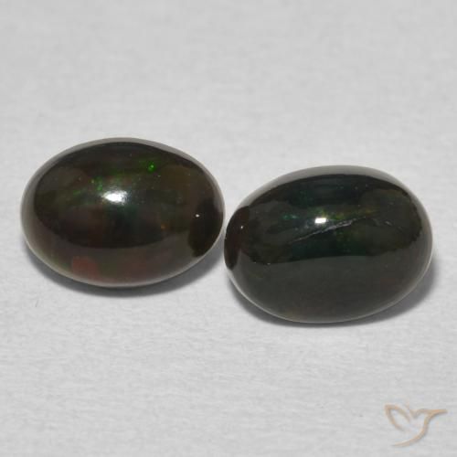 1.50 ctw Multicolor Opal Gemstones, Opal Gems in Oval Cabochon Shape for Sale.