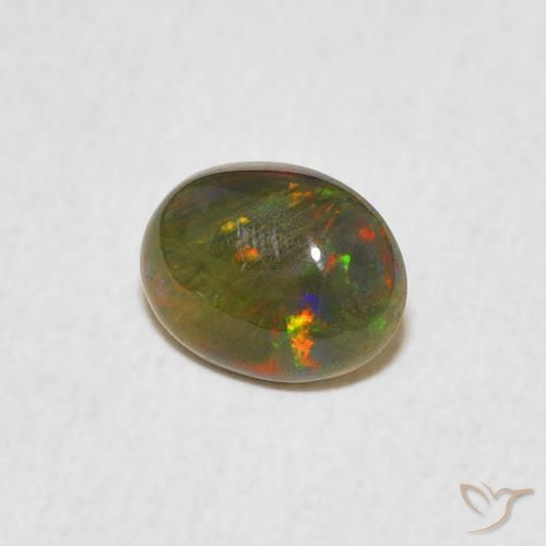 0.46 ct Multicolor Opal Stone, Natural Opal in Oval Cabochon Shape for Sale
