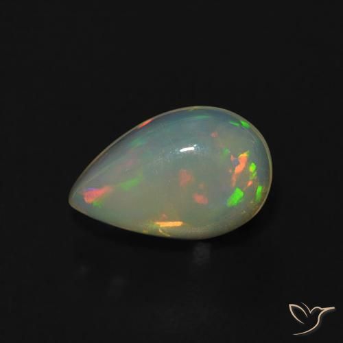 0.68ct Natural Multicolor Opal, Pear Shape, Transparent, Photo A