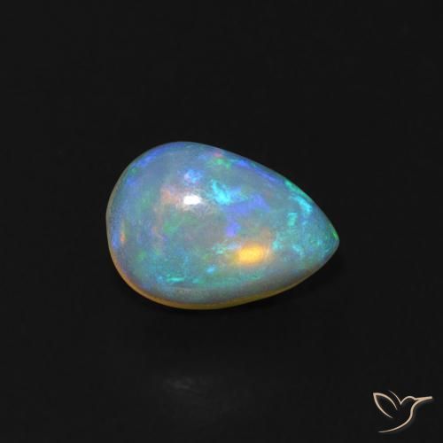 0.52 ct Multicolor Opal Stone, Natural Opal in Pear Cabochon Shape for Sale
