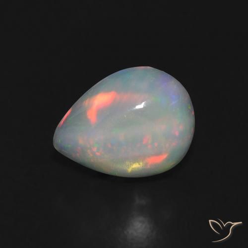0.74 ct Multicolor Opal Stone, Natural Opal in Pear Cabochon Shape for Sale