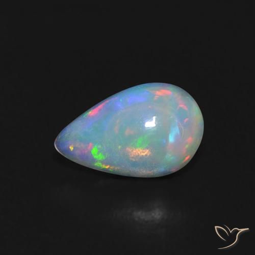 0.38 ct Multicolor Opal Stone, Natural Opal in Pear Cabochon Shape for Sale