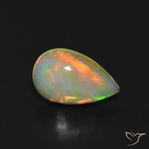 0.49 ct Multicolor Opal Stone, Natural Opal in Pear Cabochon Shape for Sale