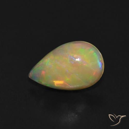 0.48 ct Multicolor Opal Stone, Natural Opal in Pear Cabochon Shape for Sale