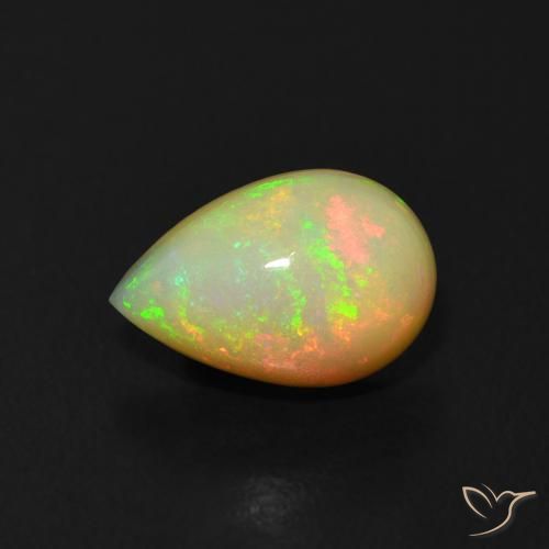 1.00 ct Multicolor Opal Gemstone, Opal Gem in Pear Cabochon Shape for Sale.