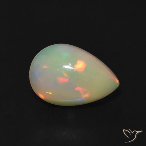 0.81 ct Multicolor Opal Gemstone, Opal Gem in Pear Cabochon Shape for Sale.