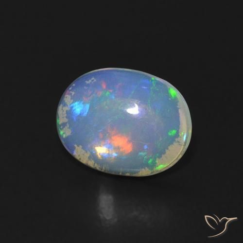 0.55 ct Multicolor Opal Stone, Natural Opal in Oval Cabochon Shape for Sale