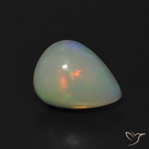 0.91 ct Multicolor Opal Stone, Natural Opal in Pear Cabochon Shape for Sale