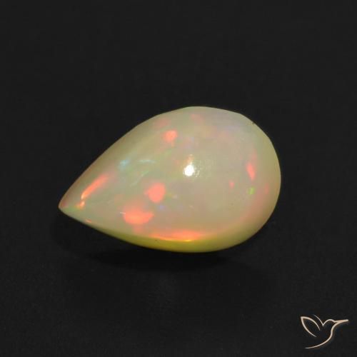 1.36ct Natural Multicolor Opal, Pear Shape, Transparent