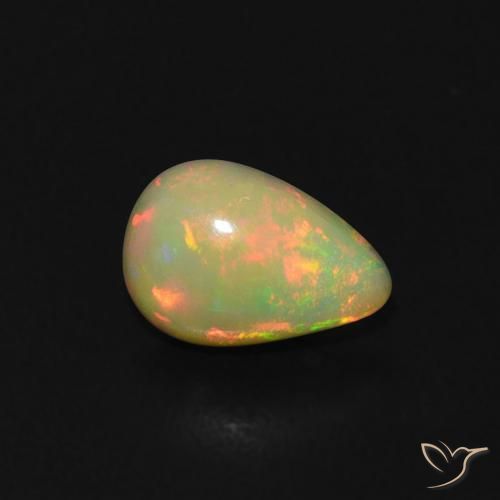 0.36 ct Multicolor Opal Stone, Natural Opal in Pear Cabochon Shape for Sale