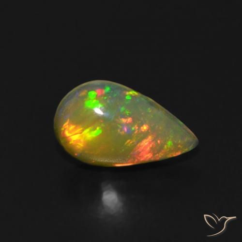0.40 ct Multicolor Opal Gemstone, Opal Gem in Pear Cabochon Shape for Sale.