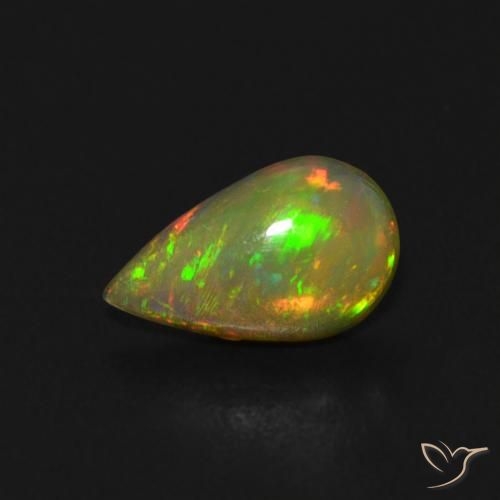 0.40 ct Multicolor Opal Stone, Natural Opal in Pear Cabochon Shape for Sale