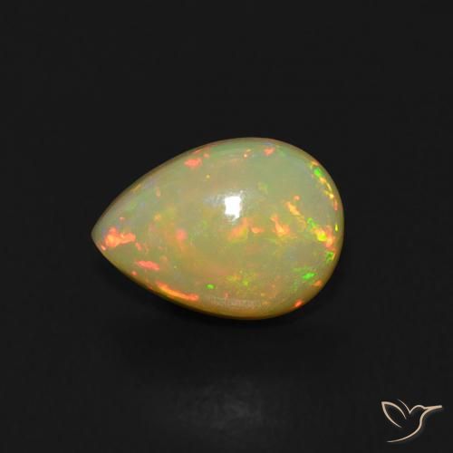 0.54 ct Multicolor Opal Stone, Natural Opal in Pear Cabochon Shape for Sale