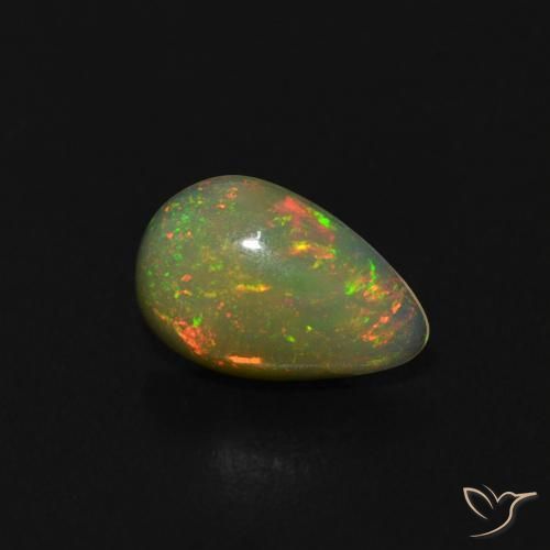 0.46 ct Multicolor Opal Stone, Natural Opal in Pear Cabochon Shape for Sale
