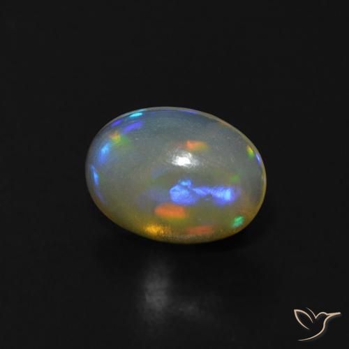 0.52 ct White Opal Stone, Natural Opal in Oval Cabochon Shape for Sale