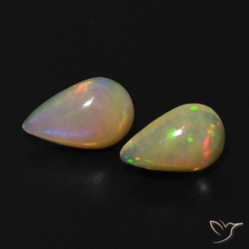 0.86 ctw Multicolor Opal Gemstones, Opal Gems in Pear Cabochon Shape for Sale.