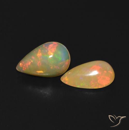 0.89 ctw Multicolor Opal Stones, Natural Opal in Pear Cabochon Shape for Sale