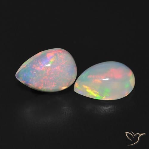 0.98 ctw Multicolor Opal Stones, Natural Opal in Pear Cabochon Shape for Sale