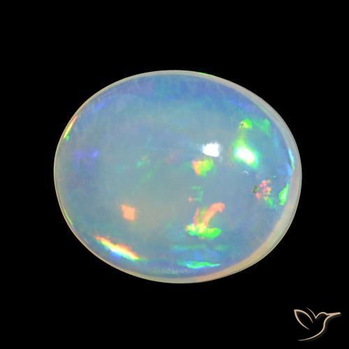 4.91 ct Multicolor Opal Stone, Natural Opal in Oval Cabochon Shape for Sale