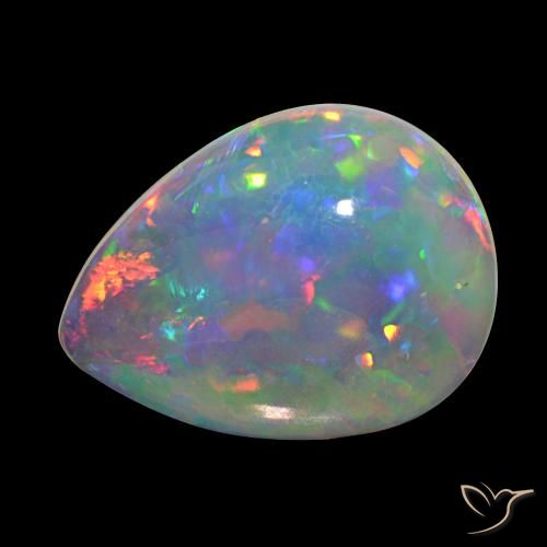 9.35 ct Multicolor Opal Gemstone, Opal Gem in Pear Cabochon Shape for Sale.