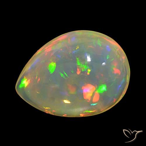 11.83 ct Multicolor Opal Gemstone, Opal Gem in Pear Cabochon Shape for Sale.
